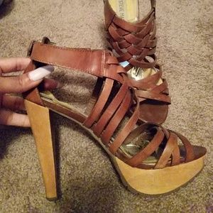 Tan Steve Madden strappy heels